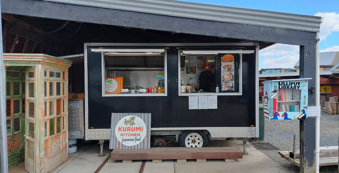 Kurumi Kitchen's charcoal takeaway shopfront and service window